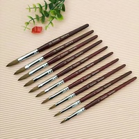 Pur 100% Konlinsky brosse à ongles manche en bois rouge colle mélange acrylique Gel stylo brosse personnalisation Nail Art manucure stylo rond brosse