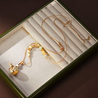 Collier Pendentif Gourde Dorée Paon Floral Filigrane pour Femme TANGPEI en Alliage de Cuivre et Résine, Bijou Tendance