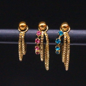Nouvelles boucles d'oreilles Gaby en cartilage avec chaîne en strass, boucles d'oreilles à fleurs pour <span class=keywords><strong>piercing</strong></span>, hélix, bijoux de <span class=keywords><strong>piercing</strong></span> en gros - Product Image 2