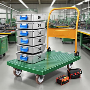 Chariot à main pliable super silencieux OEM, capacité de charge de 300 kg, chariot de transport multifonctionnel en plastique, chariot à plateforme avec 4 roues - Product Image 6