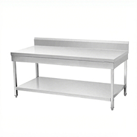 Nouvelle table de travail à 2 niveaux en acier inoxydable pour cuisine commerciale, table pliante pour restaurants et équipements hôteliers