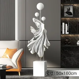 Statue <span class=keywords><strong>de</strong></span> <span class=keywords><strong>poisson</strong></span> Feng Shui en résine, vente en gros, décoration intérieure, sculpture <span class=keywords><strong>de</strong></span> <span class=keywords><strong>poisson</strong></span> volant, <span class=keywords><strong>poisson</strong></span> Betta, décoration DIY pour la maison - Product Image 4