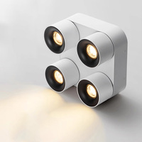 Plafonnier LED Noir en Aluminium Pliable à Montage en Surface, IP33, Dimmable, Sans Cadre, IRC95, Garantie 5 Ans, Réglable, Simple ou Double Tête