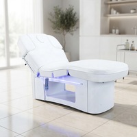 Lit de massage électrique à 4 moteurs avec matelas chauffant et lumière LED réglable, éponge haute densité, lit de spa pour salon de beauté