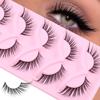 Vente en gros 100% sans cruauté végétalien 5 paires de cils en vison doux naturel oeil de chat vaporeux pleine bande cils