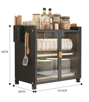 Grande Armoire de Rangement de Cuisine Multi-Niveaux Anti-Poussière avec Porte pour Vaisselle, Bols et Assiettes