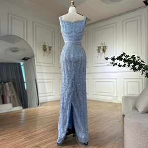 Sharon Said Vintage Straight Evening <strong>Dress</strong> Dubai Spaghetti Straps Blue Luxury <strong>for</strong> <strong>Women</strong> Arabic Long Pleat Special Occasion - Product Image 2