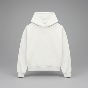 เสื้อฮู้ดดี้สีขาวขนาดใหญ่สำหรับผู้ชาย ผ้าฝ้าย 100% เฟรนช์เทอร์รี่ สวมใส่สบาย สีพื้น สไตล์สตรีทแวร์สำหรับฤดูใบไม้ร่วง - Product Image 2