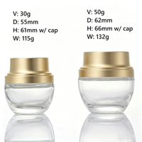 Pot en verre givré de luxe 30ml/50ml/30g/50g, emballage cosmétique personnalisé avec couvercles dorés pour sérum et soins de la peau