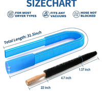 Kit de nettoyage universel pour conduit d'aération de sèche-linge, compatible avec tous les aspirateurs, comprend un adaptateur de brosse pour tuyau d'aspiration et une brosse anti-peluches (bleu clair)