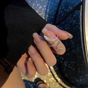 Cincin Ular Terbuka Gaya <span class=keywords><strong>Gothic</strong></span>, Cincin Hewan yang Dapat Disesuaikan, Reptil untuk Pria Wanita, Perhiasan Ulang Tahun Gaya <span class=keywords><strong>Punk</strong></span> untuk Wanita, Hadiah Cincin Ular Kristal - Product Image 5