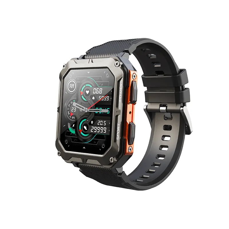 C20 Pro jam tangan pintar olahraga luar ruangan 5ATM tahan air BT panggilan musik oksigen darah baterai 380mah pelacak kesehatan untuk Android dan IOS