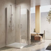 Portable verre salle de douche Europe 6MM coin entrée 180 Pivot balançoire porte de douche salle de bain sans cadre 2 faces Simple