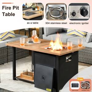 طقم أثاث حدائق مكون من 8 قطع، أريكة قطاعية دوارة مع موقد نار، أثاث خارجي للحدائق والشرفات والفناء الخلفي - Product Image 6