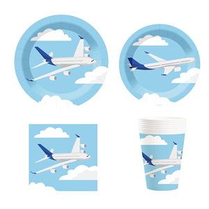 ชุดจานกระดาษ แก้วน้ำ กระดาษเช็ดปาก ลายไดโนเสาร์สีฟ้า DAMAI สำหรับงานเลี้ยงวันเกิดเด็ก - Product Image 1