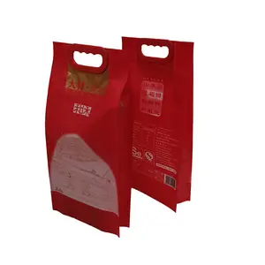 Изготовленный на заказ влагостойкий 1 кг 2,5 кг 5 кг рисовые пластиковые боковые Упаковочные пакеты с ручкой для риса