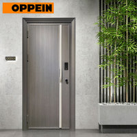Porte d'entrée double en acier sur mesure OPPEIN, embossée, antivol, pour villa, bâtiment commercial, fabricant