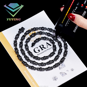 Cadena de diseño de moda con forma de bola negra, diamante moissanita VVS, pasa la prueba del diamante, certificado GRA, cadena con eslabones tipo nariz de cerdo, regalo unisex. - Product Image 1