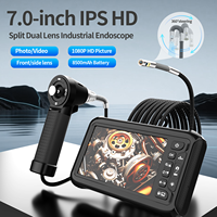 Cámara de Inspección Boroscópica de Doble Lente con Articulación de 360° en 4 Direcciones, Pantalla IPS de 7 Pulgadas y 6.5mm, Endoscopio IP67 para Automoción y Mecánica Aeronáutica