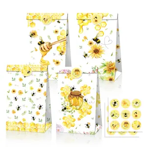 Huancai Honey Bee Ontwerp Feestartikelen Zak 12 Pcs Kraftpapier Tassen Kids Gift Candy Bag Met Stickers Voor Verjaardag feestartikelen