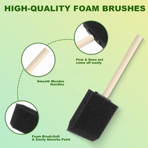 Woxin 4 pièces Pinceaux en mousse noire Manche en bois Éponge 1\" 2\" 3\" 4\" Léger Durable Teintures Vernis Grande surface Bricolage Artisanat - Product Image 3