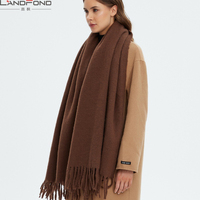 Écharpe en cachemire pour femme, chaude et confortable, avec logo personnalisé, en tissu brossé solide, Landfond