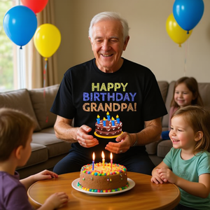 T-shirt Joyeux Anniversaire Grand-père pour Enfants Unisexe Manches Courtes Col Rond Coton Cadeau d'Anniversaire pour Enfants Impression Numérique - Product Image 3