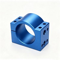 Support de fixation en aluminium anodisé bleu usiné CNC sur mesure, type fendu, pour broche de moteur avec 4 trous filetés de montage