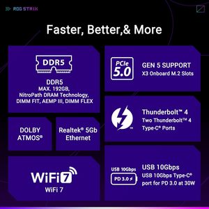 ROG Strix Z890-E เกม Intel Z890 WiFi PC-Ready aai 18 + <span class=keywords><strong>2</strong></span> + 1 + <span class=keywords><strong>2</strong></span>ขั้นตอน DDR5 7 7X <span class=keywords><strong>M</strong></span>.<span class=keywords><strong>2</strong></span>เซิร์ฟเวอร์ LGA 1851 ATX ใหม่ SATA 128 GB - Product Image 3