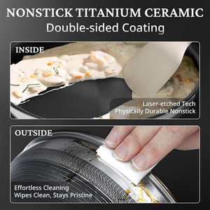 Juego de Utensilios de Cocina Modernos <span class=keywords><strong>y</strong></span> Ecológicos con Revestimiento Cerámico de Titanio Antiadherente, con Tapa de Vidrio Resistente al Calor para Estufas de Gas - Product Image 2
