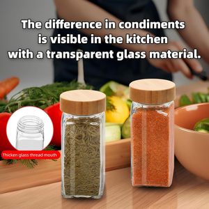 ชุดขวดเครื่องเทศแก้วฝาไม้ไผ่ พร้อมป้ายฉลากและฝาปิดแบบเขย่า - Product Image 3