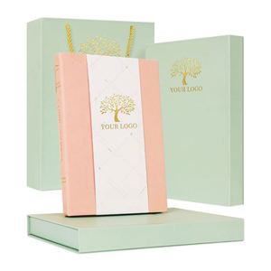 80gsm Thick Paper Notebook with Ribbon <b>Bookmark</b> Elegant <b>Gift</b> Box and Matching Pen for Students - Product Image 1