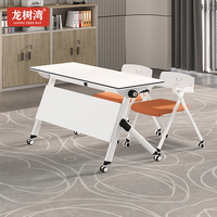 Table de formation pliable en MDF, mobile, moderne, rectangulaire, pour conférence, bureau multifonctionnel convertible et rabattable