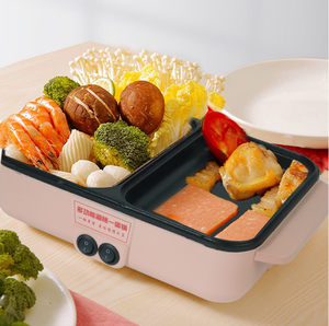 <strong>Grill</strong> with Hot Pot <strong>Electric</strong> Non-Stick Hot Pot with BBQ Separate Dual Temperature <strong>Multifunctional</strong> 2 in 1 Barbecue Hot Pot - Product Image 1