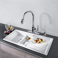 Robinet d'eau de cuisine à poignée unique à arc élevé 3 modes robinet à bec pour évier de cuisine ferme RV, robinet de cuisine avec distributeur de savon