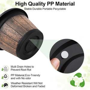 Jardinières de tonneau de whisky rondes anti-UV écologiques avec trous de drainage pour balcon de jardin intérieur et extérieur - Product Image 2