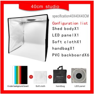 Mini boîte à photos portable de 40cm, tente de prise de vue assemblée en studio, cube de lumière douce à LED avec arrière-plans de photographie - Product Image 3