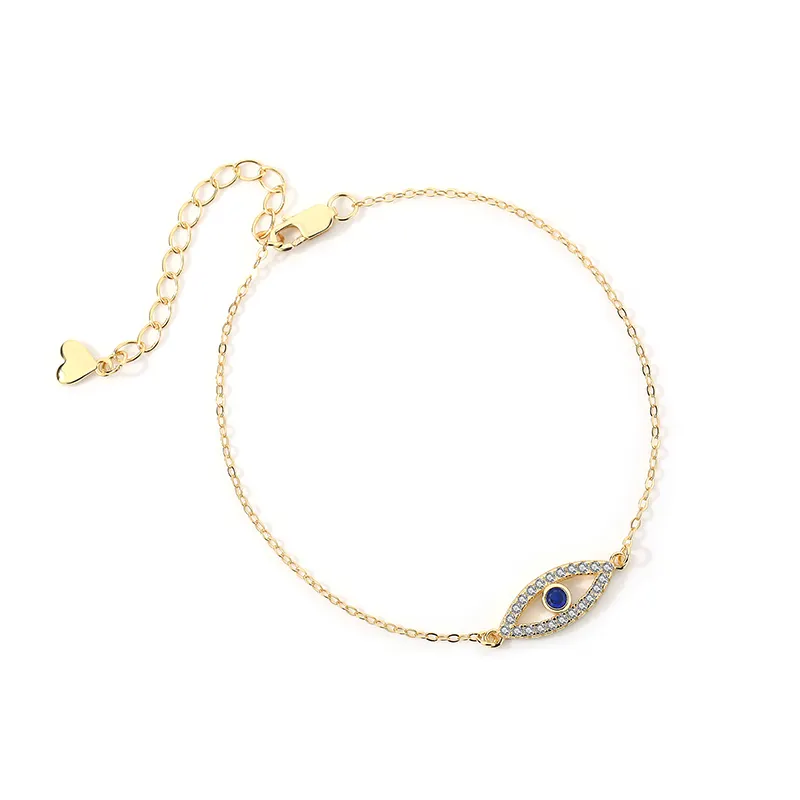 Hot sale Eye Jewelry Adjustable Bracelets sterling silver Zircon evil eyes blue eye bracelets Gold Plated for women