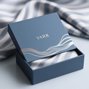 Wholesale Recycled Custom Printed Retail Packaging Rigid Cardboard <b>Box</b> Packaging Gold Foil Blue Paper Lid and Base <b>Box</b> with Foam - Product Image 3