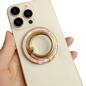 Resin Mother of Pearl Phone Grip Shell Golden Zinc Alloy Magnet Finger Ring <strong>Holder</strong> for Iphone <strong>case</strong> <strong>Table</strong> <strong>Stand</strong> Phone <strong>Holder</strong> - Product Image 3