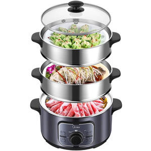 หม้อนึ่งไฟฟ้ามีเดีย 26 ซม. สามชั้น 12.1 ลิตร สแตนเลสสตีล หม้อปรุงอาหารอเนกประสงค์ความจุขนาดใหญ่ - Product Image 2
