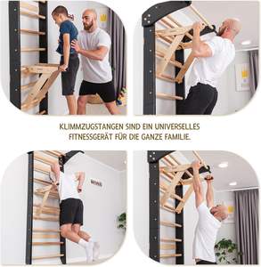 Escalera <span class=keywords><strong>sueca</strong></span> multifuncional <span class=keywords><strong>de</strong></span> pared con barra <span class=keywords><strong>de</strong></span> gimnasio <span class=keywords><strong>de</strong></span> madera y barras para flexiones - Product Image 2