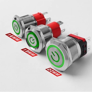 4-पिन 10a 19 मिमी प्रबुद्ध शक्ति प्रतीक धातु बटन स्विच वाटरप्रूफ वेल्डिंग टर्मिनल स्व-लॉकिंग 12v24v10v220v JWK19A3-No-S - Product Image 6