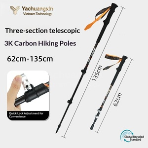 YCX YCX-9.6 Folding Trekking Pole 3-Section Adjustable PVC Metal Shaft Hiking Stick Carbide Alloy Tip EVA Handle Quick <b>Lock</b> - Product Image 6