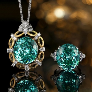 Juego de Joyería de Alta Calidad, Ecológico, de Cobre, con Circonita Cúbica Verde de 18*20MM, Chapado en Oro, para Uso Diario de Mujeres - Product Image 3