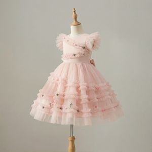 Vestido de Fiesta con Volantes y Tul Floral Hecho a Mano para Niñas de 1 a 12 Años, Venta al Por Mayor - Product Image 2