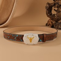 Ceinture Femme Chic et Haut de Gamme en Alliage Robuste à Boucle Plaque, Style Streetwear Imprimé Animal, Largeur 4cm, Longueur 115cm – Vente Directe Usine