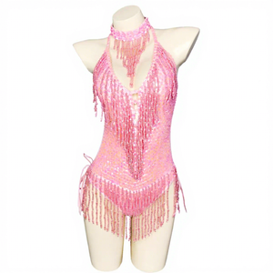 Traje de Danza del Vientre Sexy de una Pieza para Mujer, Body con Cuentas y Lentejuelas, Atuendo de Escenario para Bailarinas de Rave, Marca XINRONG - Product Image 2