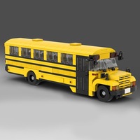 Bloques de Construcción de Autobús Escolar, Modelo Creativo Personalizado, Ladrillos de Plástico ABS, Juguete Educativo DIY, Escala 1:12