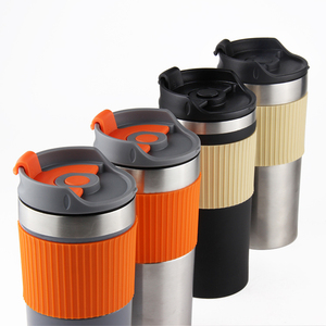 Thermos Double paroi en acier inoxydable, 500 ml, presse à café, en acier inoxydable, avec crochet, vente en gros - Product Image 3